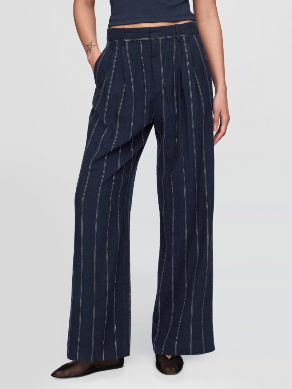 Gap High Rise Linen Blend Trousers Size 20